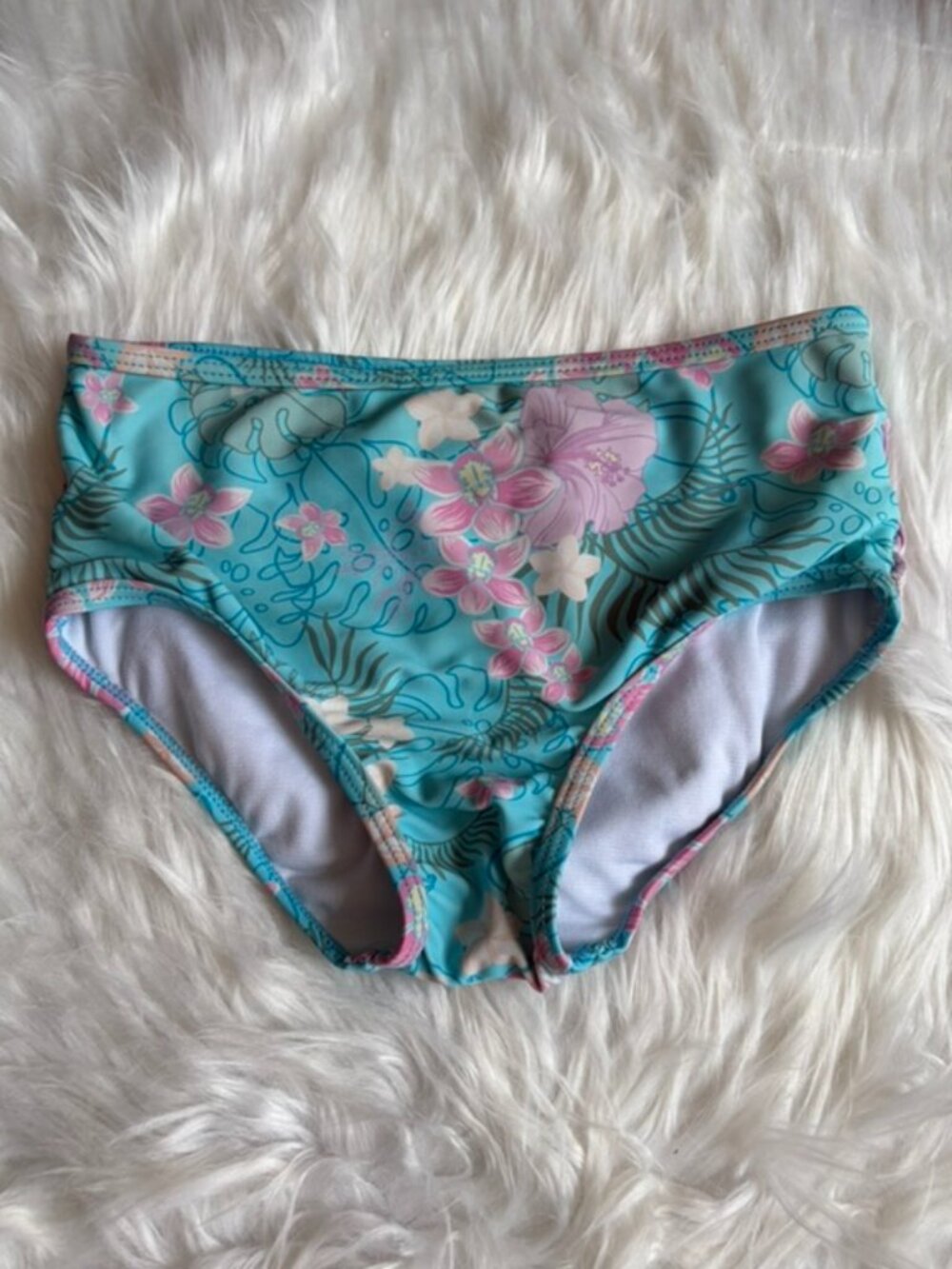 RuffleButts Aqua Pink Bathing Suit Bottoms Girls 7